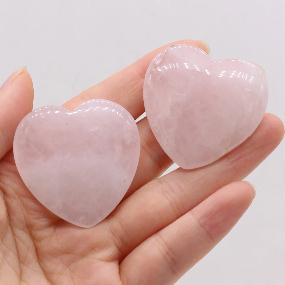 1PC Rose Quartz Natural Loose Beads Ornaments Love Heart Shape Polished Stone Reiki Healing Crystal DIY Gift Decoration Minerals 5