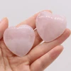 1PC Rose Quartz Natural Loose Beads Ornaments Love Heart Shape Polished Stone Reiki Healing Crystal DIY Gift Decoration Minerals 5