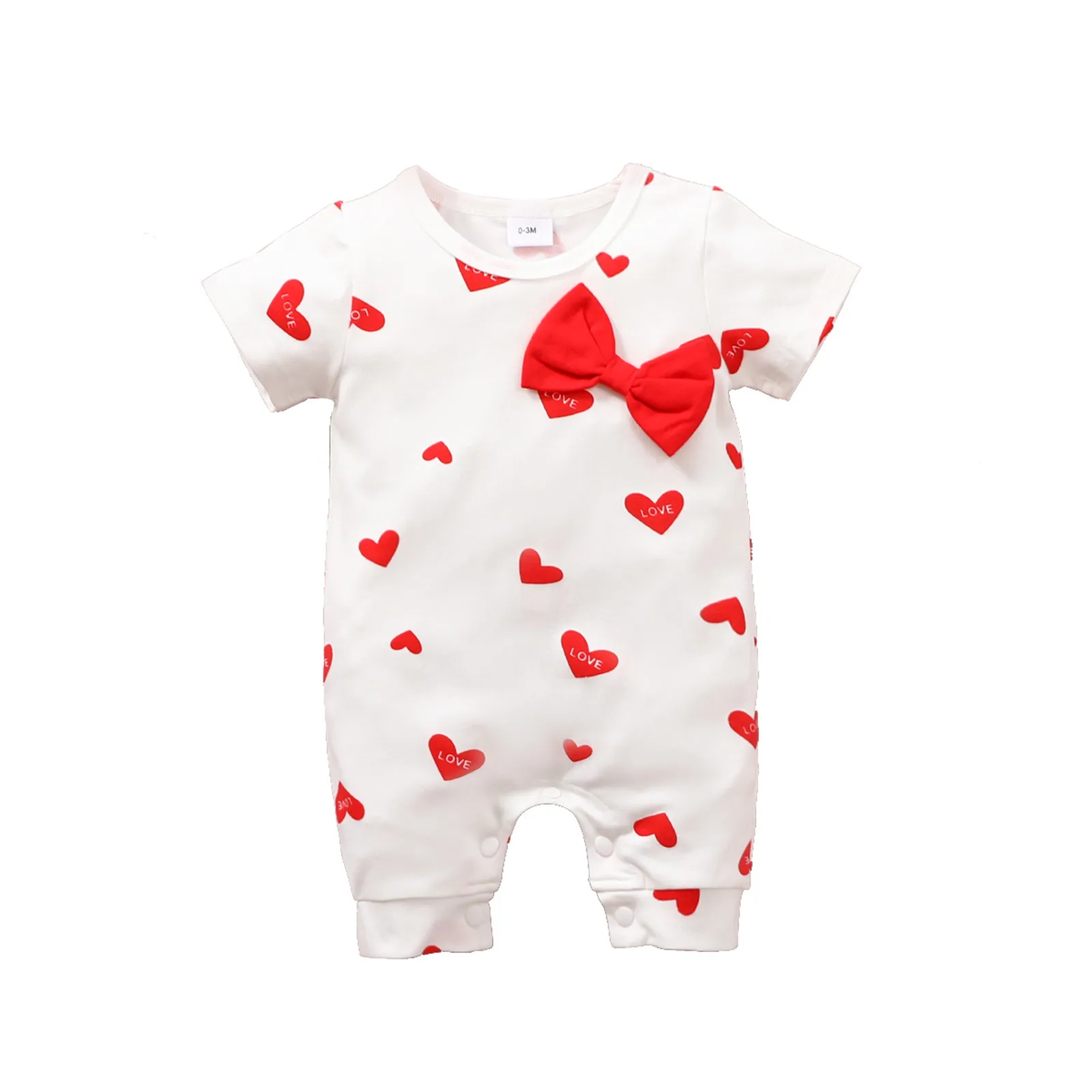 

Baby Bodysuits Boy Baby Girl Clothes Summer Infant Short Sleeve Heart Love Bowknot Romper Valentine's Day Baby Clothes Outfits