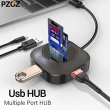 PZOZ usb-хаб USB 2,0 высокоскоростной 3/4 устройство для чтения карт SD TF все в одном Мульти USB Hab адаптер для ПК компьютера usb разветвитель аксессуары