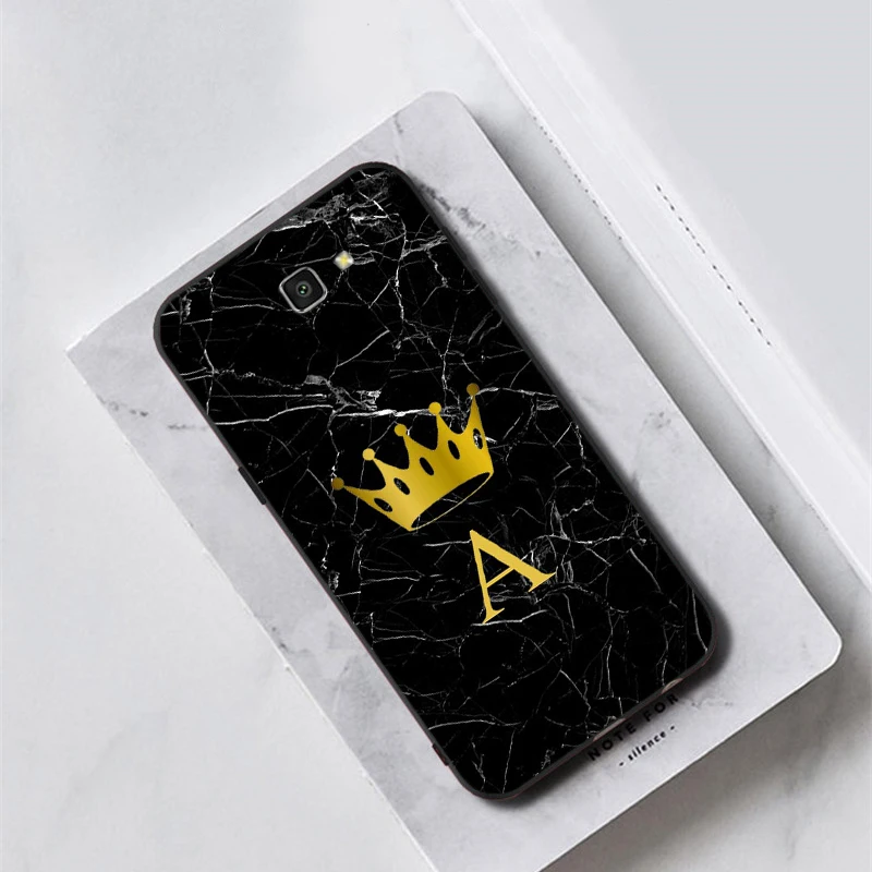Custom name Letter Monogram Black Marble crown