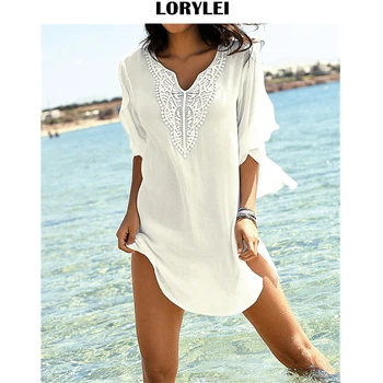 

White Beach Cover up Kaftans Sarong Bathing Suit Cover ups Beach Pareos Swimsuit Cover up Womens Swim Wear Beach TunicN818