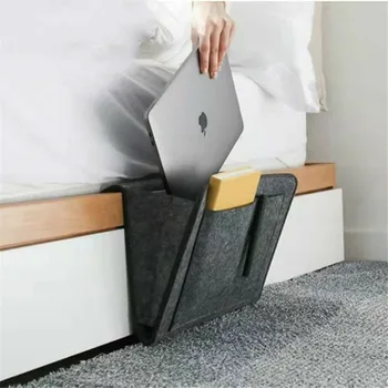 

Creative Felt Bedside Storage Organizer Bag Bed Hanging Storage Bag Pocket Magazine Remote Control Holder Pockets