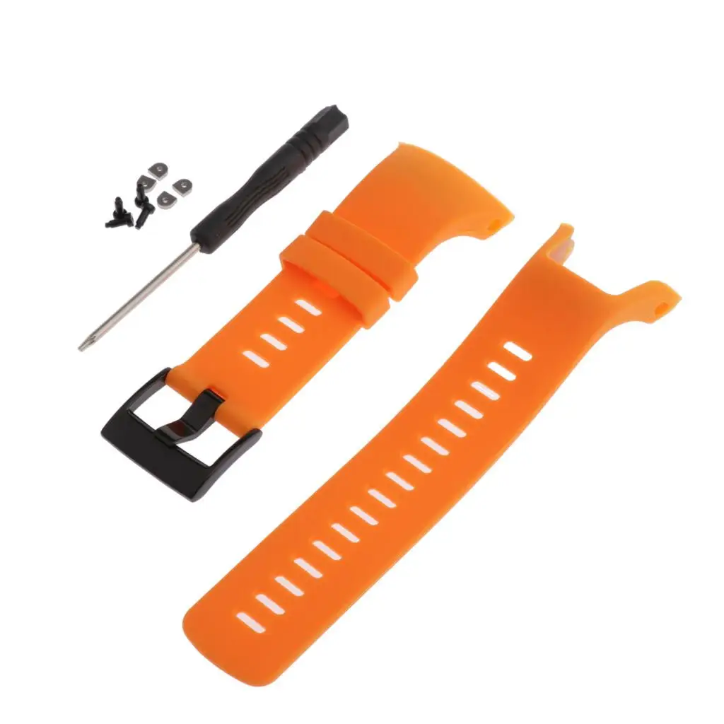 

Silicone Watch Band Strap With Set of Screws Tools Replacement for SUUNTO Spartan Trainer Watch Orange