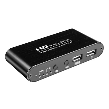 

HDMI KVM Switch 2 Port 4K Support Wireless Mouse Keyboard Converter For Dual PC Host H-best