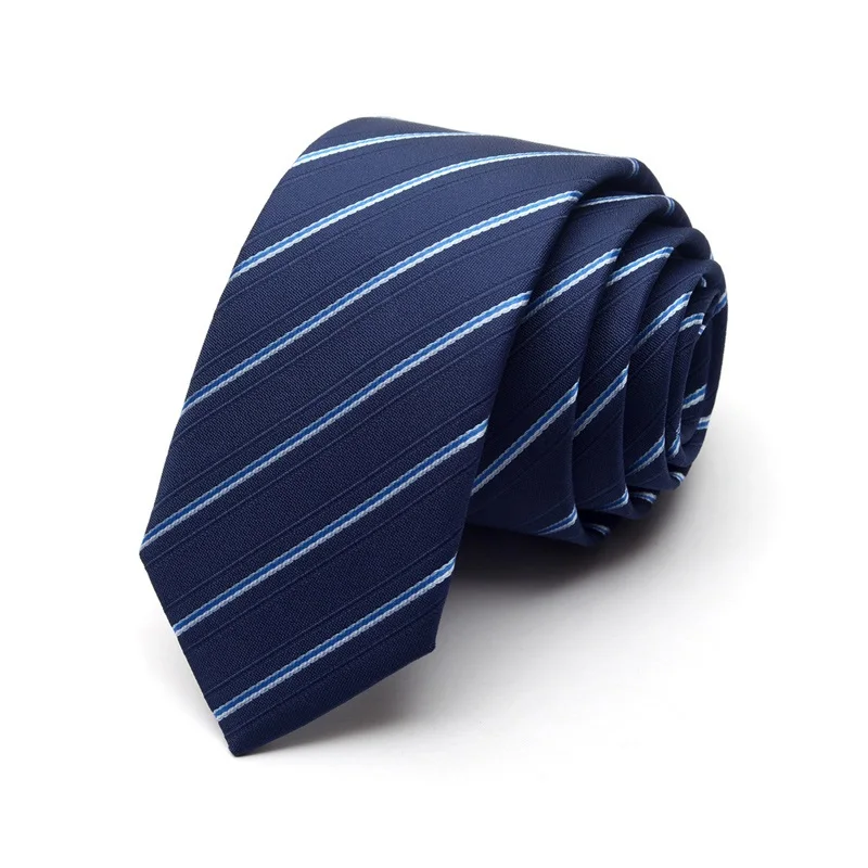 High Quality New Silk Wedding Ties for Men Tie slim 6cm Necktie Designers Brand blue striped Neck Tie with Gift Box