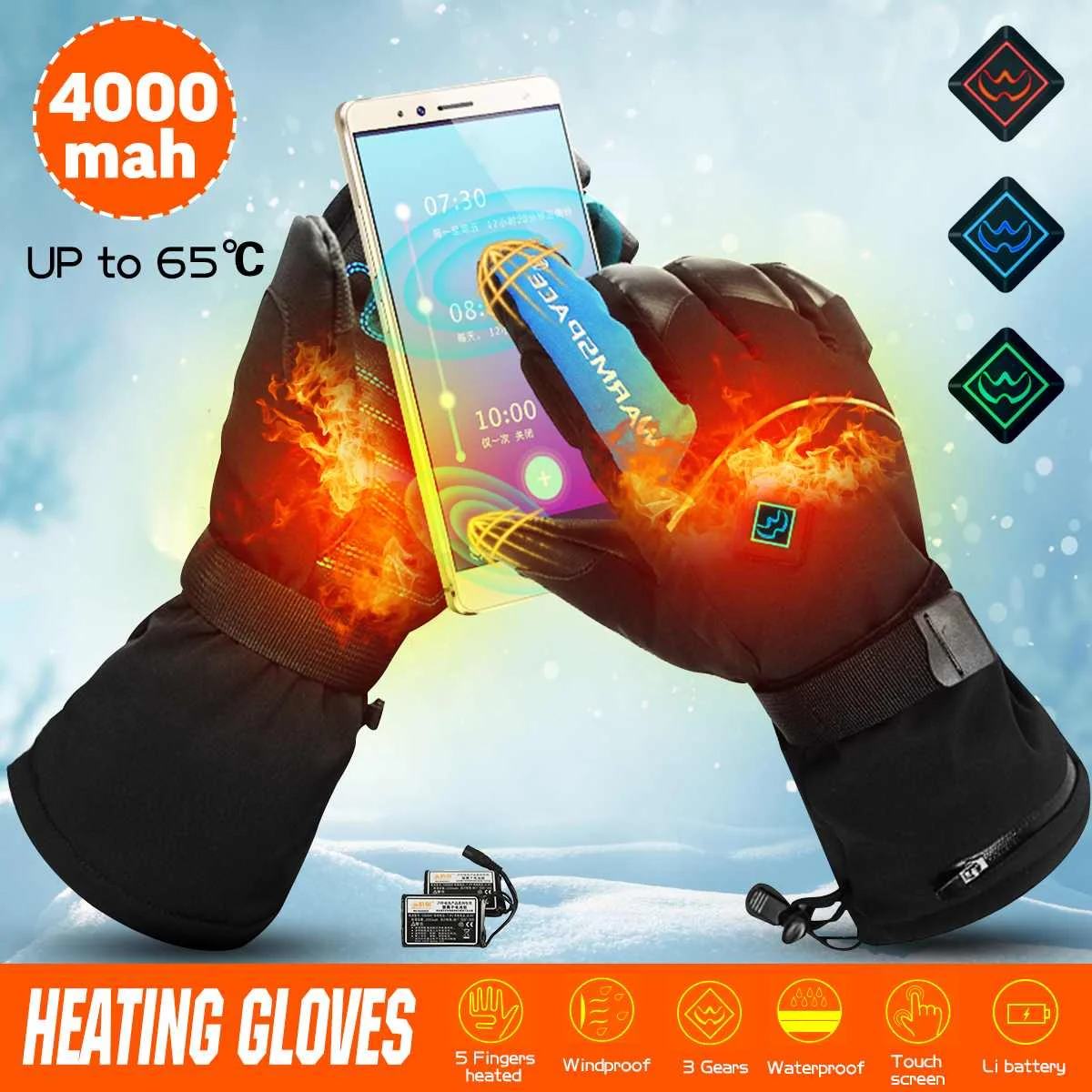 

Electric Heated Gloves Winter Hand Warmer Rechargeable Battery Thermal Gloves For Outdoor Sports Cycling Skiing Hiking Climbing