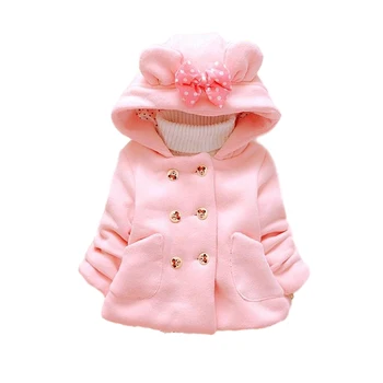 

New Minnie Girls Jacket Winter Cartoon Lovely Keeping Warm Girls Coat Cotton Casual Hooded Thick Children Outwear Kids Clothing