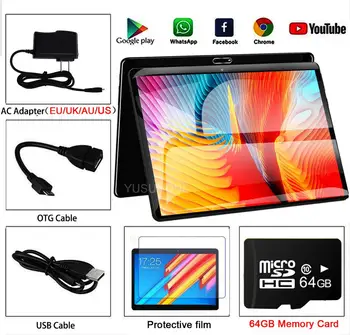 شراءبطاقة SD 64G كهدية مجانية جديدة أندرويد من جوجل 9.0 OS 10 بوصة اللوحي 2GB 32GB واي فاي بلوتوث أندرويد أقراص الكمبيوتر لتحديد المواقع IPS مكالمة هاتفية