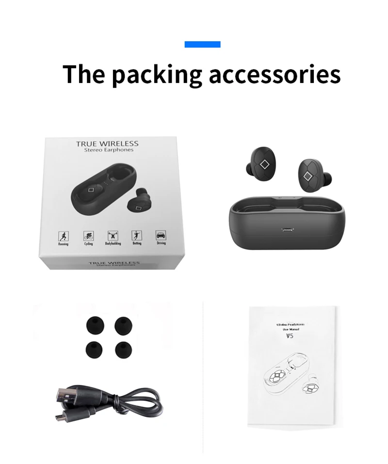TWS, беспроводные Bluetooth наушники, Bluetooth 5,0, беспроводная Спортивная гарнитура с зарядным устройством, Спортивная гарнитура, 3D стерео с микрофоном