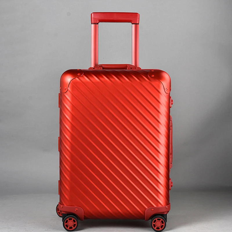 Алюминиевый Чемодан на колесиках, чемодан для путешествий, 20 чемоданов для переноски, 26, 30 проверенных багажа - Цвет: Red