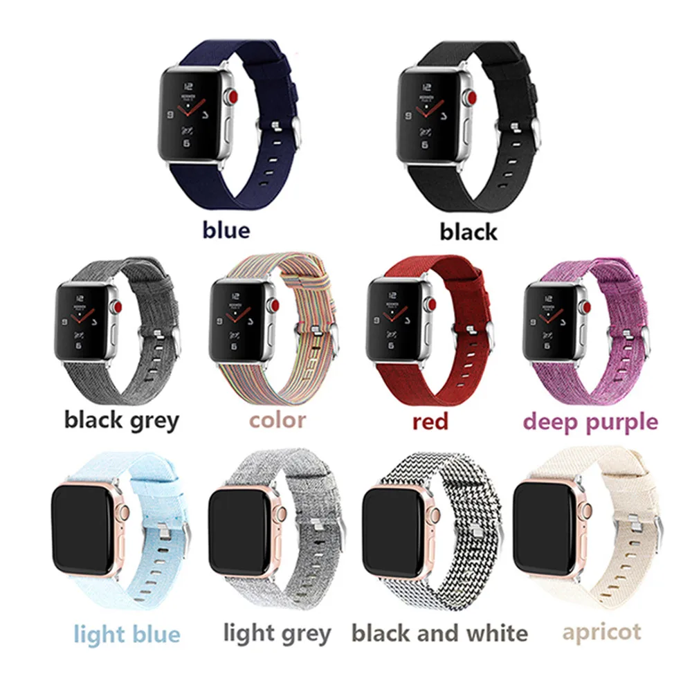 38 мм/42 мм холщовый ремешок для часов Ремешок для наручных часов Apple Watch 1/2/3/4 Замена повязки на запястья-браслеты Ремешки для наручных часов iWatch 1/2/3/4