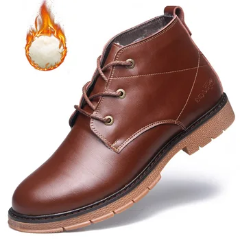 

Men Shoes 2019 Autumn Winter Lace-Up Men's Casual Shoes Warm Waterproof Winter Boots Men High-top Leather Shoes Zapatos Hombre