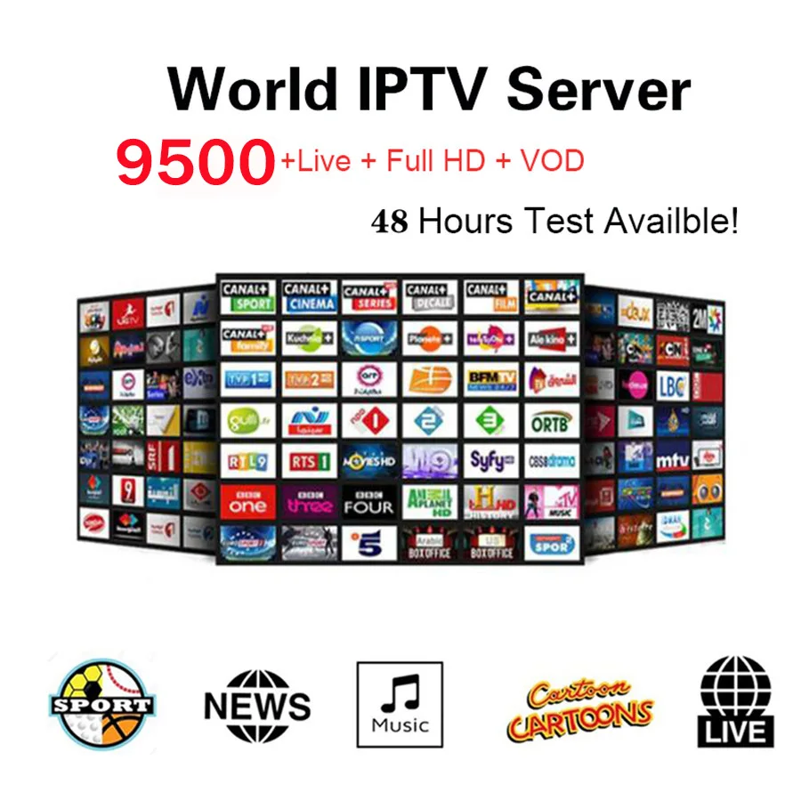 

9500+Pro Spain World HD spanish IPTV Subscription for Android Smart TV Italy Netherlands Hungray Spain Dutch France M3U Enigma2