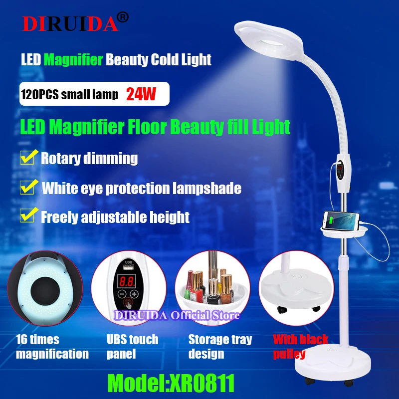  Upgrade LED Magnifyin Lamp 16x Magnifying Glass Cold Light Facial Light For Eyebrow Makeup Beauty N - 4000068229060