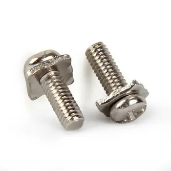 

30Pcs M3.5 M4 Phillips Round Head Screws Square Washer Combination Bolts Nickel