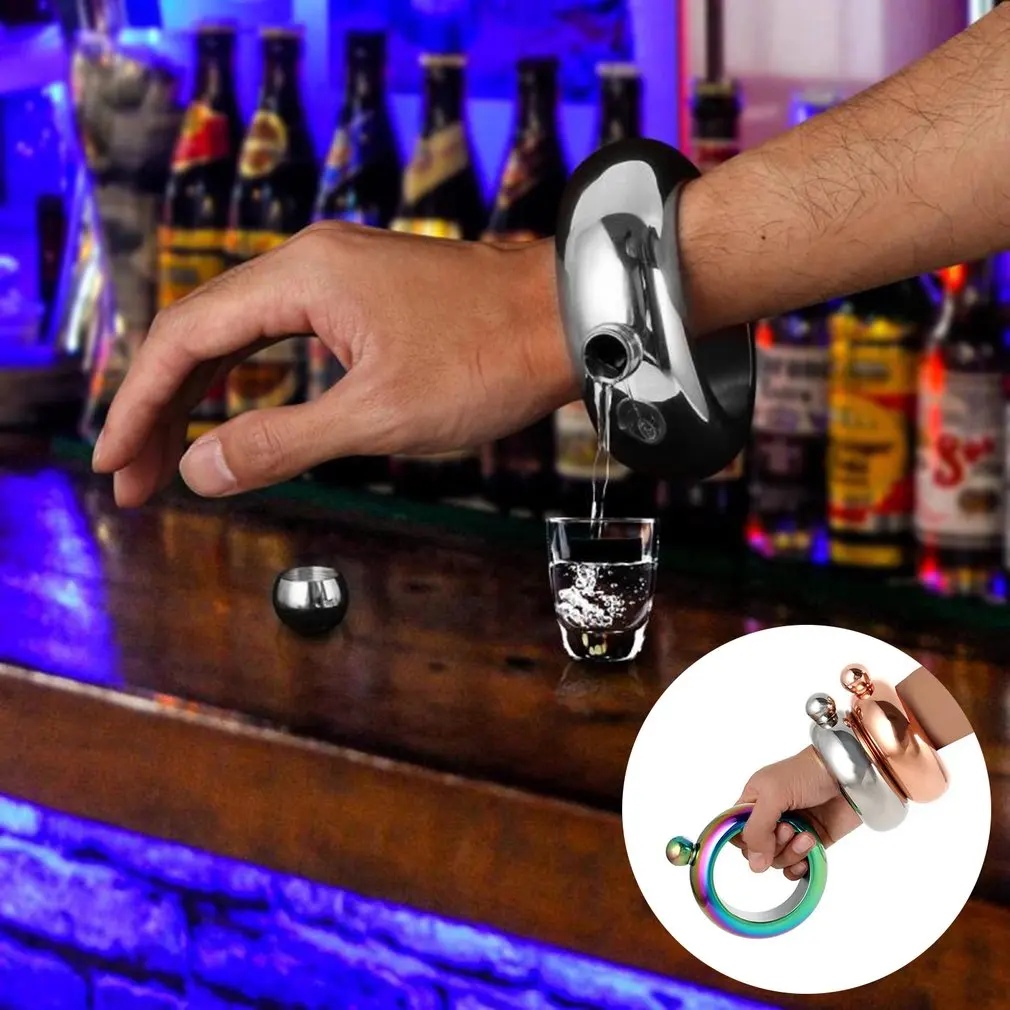 Стильный браслет плоская фляжка Нержавеющая сталь кувшин Виски Посуда для напитков