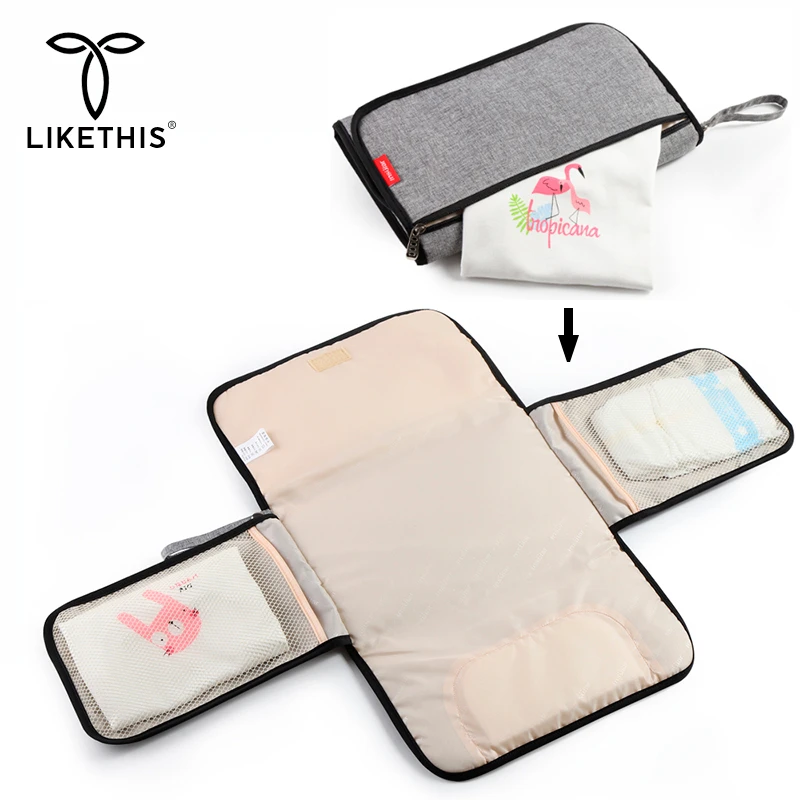 

LIKETHIS Foldable Diaper Bag Baby Changing Pad Waterproof Multifunction Newborn Nappy Changing Mat For Travel Stroller Mommy Bag