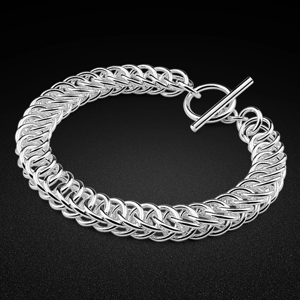 

10mm Width High Quality 925 Sterling Silver Fashion Bracelet Chain For Women Men Fashion Horse Whip Chain Jewelry Christmas Gift