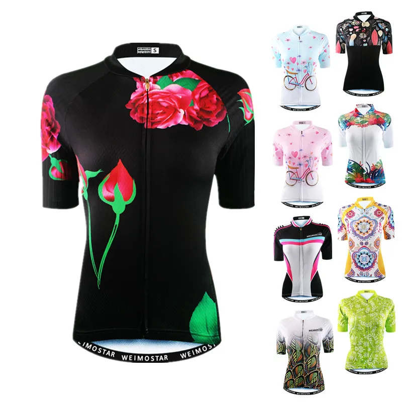 Weimostar Women's Cycling Jersey Bib Shorts Black Sets Short Sleeve Reflective 