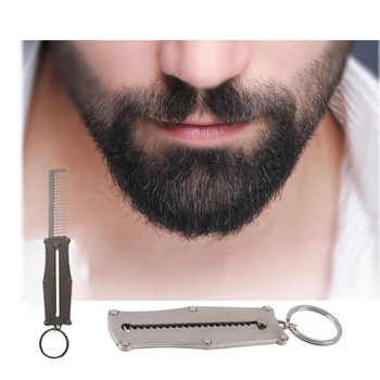 

Men's Stainless Steel Hair Beard Comb Male Mustache Shaving Brush Pocket Comb Care Tool