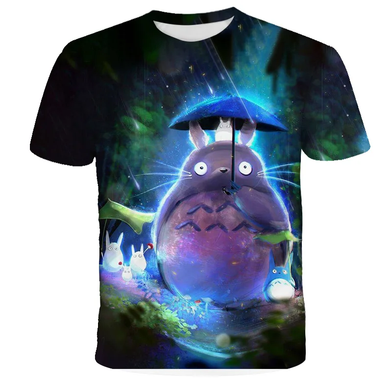 t-shirt cartoon	 Totoro T Shirt Kids Cartoon 3D Printing Harajuku Fashion Casual Boy Girl T-Shirt Summer Comfortable Short Sleeve  4-14T Tops Boys Girls