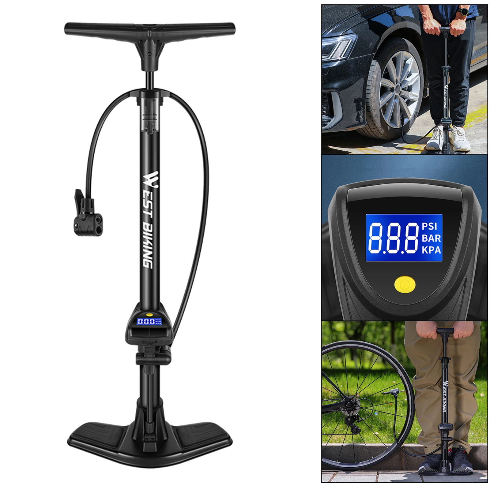 Bicycle Pump 145 PSI High Pressure Cycling Ball Inflator Standing Bike Hand Motorcycle Air Rifle Filling | Спорт и развлечения