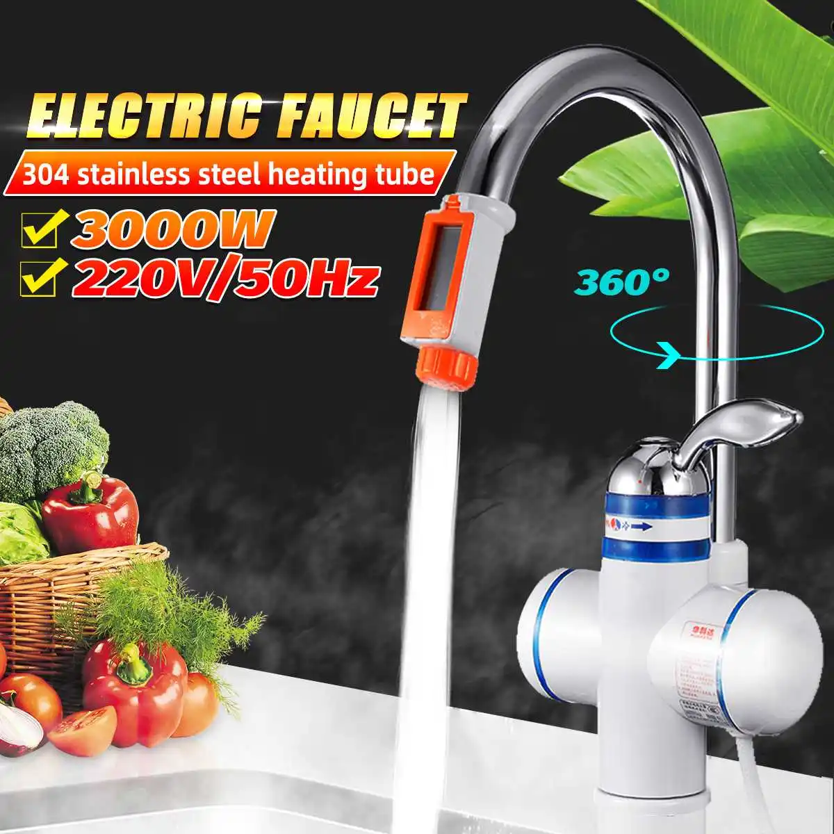 

Electric Faucet Temperature Display Water Heater Kitchen Instant Heating Tap Electric Water Heaters