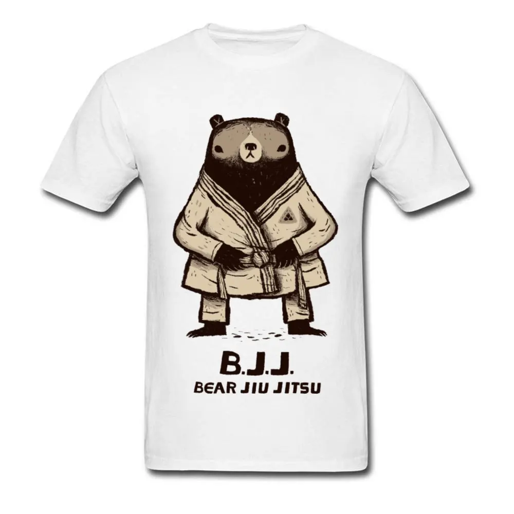 Футболка с 3D принтом BJJ Bear Jiu футболка с надписью jitsu для мужчин специальное лето/осень круглый воротник хлопок короткий рукав Футболка каратэ - Цвет: White