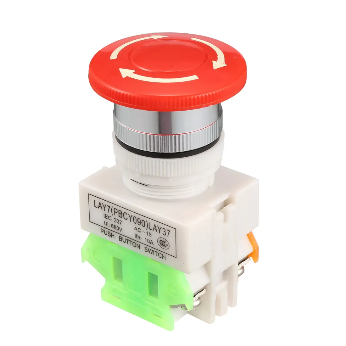 

uxcell 23mm Mounting Hole Red Sign Emergency Stop Push Button Switch