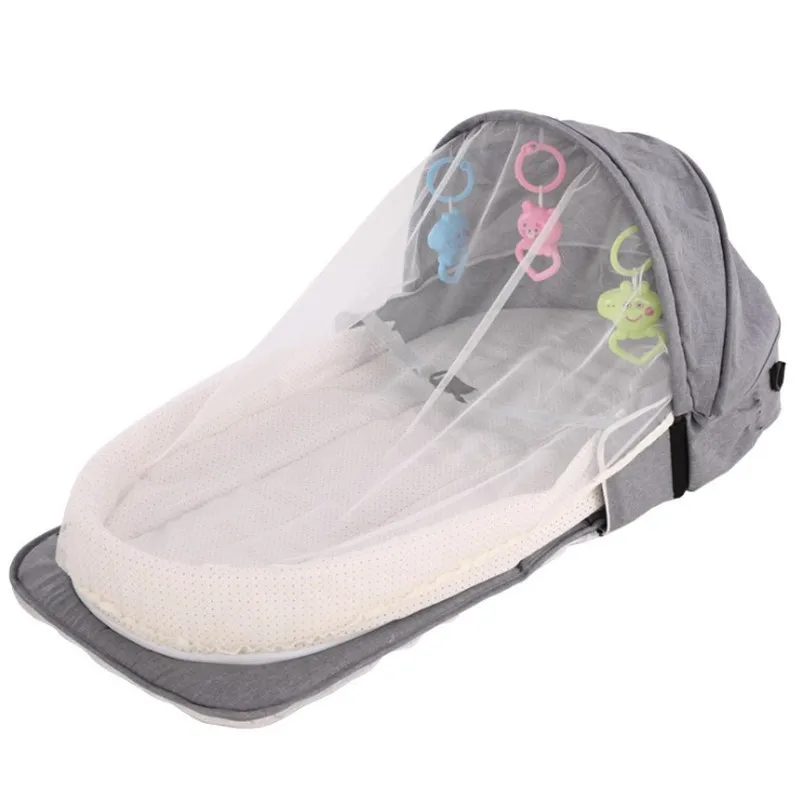 Portable Bassinet For Baby Bed Travel Foldable Sun Protection Mosquito Net Breathable Infant Sleeping Basket (include Free Toy)