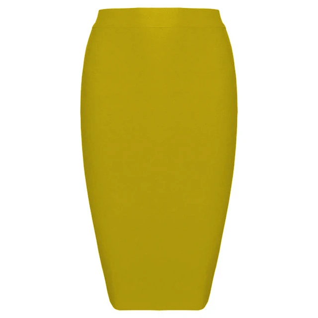 Ginger yellow Новинка, белая, желтая, сексуальная, для девушек, дикая, бодикон, для женщин, миди, высота до колена, Hl, офисная юбка-карандаш, высокая талия, бандаж - Цвет: Ginger yellow