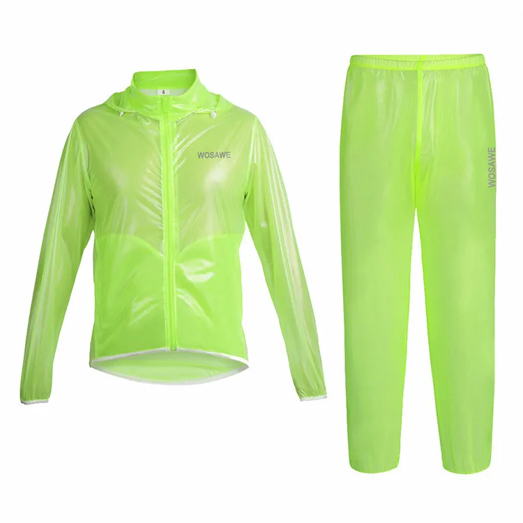 Водонепроницаемый непромокаемая ветрозащитная ездовая куртка Для мужчин Для женщин, велосипедная ветровка велосипедный Ветровка MTB для верховой езды, против дождя куртка - Цвет: green set