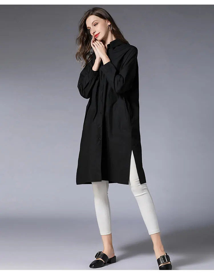 XITAO подходит ко всему простой карман белый черный блузка женская одежда Сплит отложной воротник однобортный Осень WQR1372