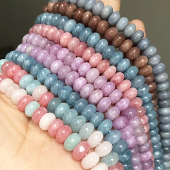 

5x8mm Natural Morganite Angelite Oblate Stone Beads Round Rondelle Loose Spacer Beads For Jewelry Making Diy Bracelets Necklace