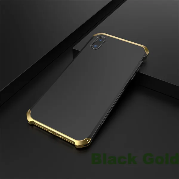 Black Gold Металлический Чехол XS Max для iPhone XR, чехол, противоударный, алюминиевая рамка, Жесткий ПК, задняя крышка, чехол для Apple iPhone X Xr Xs Max, Funda Capas - Цвет: Black Gold