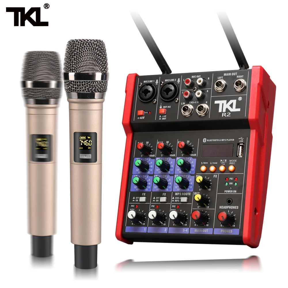 orgánico recuperar Diálogo Mezclador de Audio TKL, consola de mezcla de sonido para DJ, 4 canales,  48V, alimentación fantasma, UHF, micrófono, Bluetooth, USB _ - AliExpress  Mobile