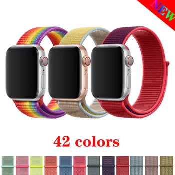 

Sport loop for apple watch band 40mm 38mm 44mm 42mm iwatch apple watch pulseira 5/4/3/2/1 double-layer nylon weave watchband