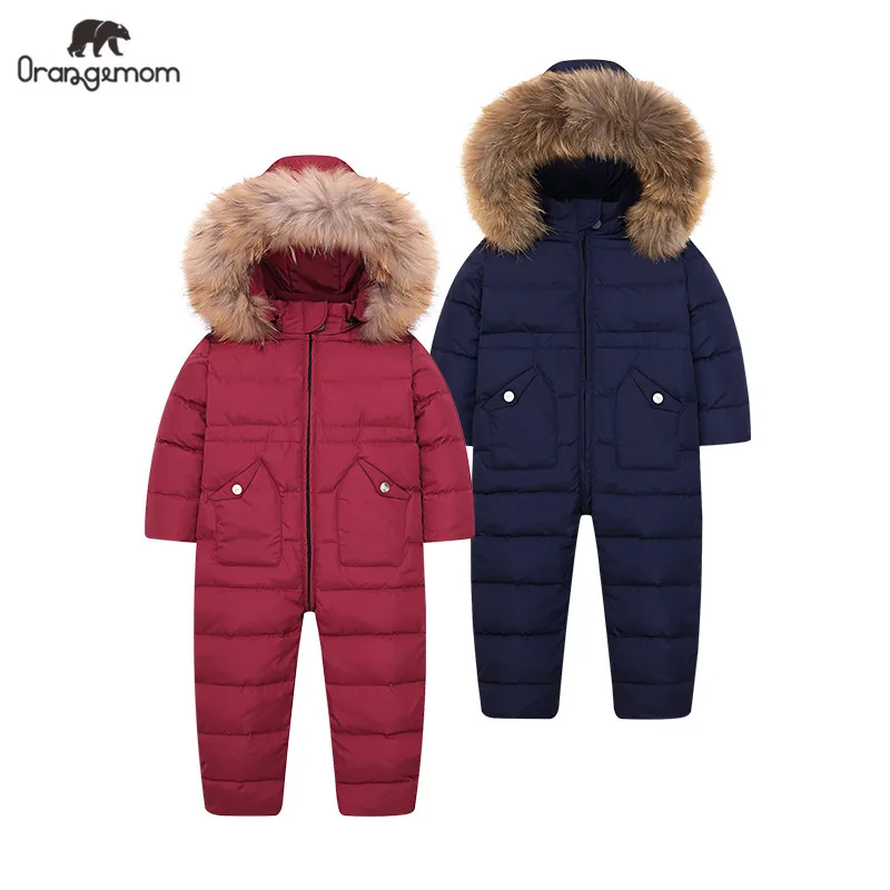 

Children Clothes Russian Winter Snowsuit Down Jacket For Boys Girl Outerwear Coat Thicken Waterproof Snowsuits 2-5y baby coats