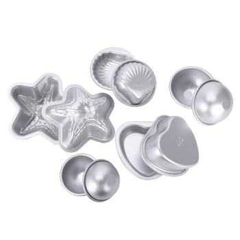 

Metal Bath Bomb Molds Fizzies Set of 5, 2 Shell Shape, 4 Hemispheres (2-3/8 inch , 2 inch ), 2 Heart Shape, 2 Starfish Shape, Ca