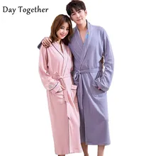 Хлопковый Халат для мужчин и женщин, ночная рубашка с длинными рукавами, одежда для сна, парный банный халат для отеля, впитывающее утреннее платье на весну и лето