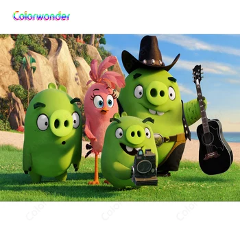 

The Green Pig Is Playing Guitar At The Beach Photography Background Kids Party Baby Shower Banner Vinyl Photo Booth Customized