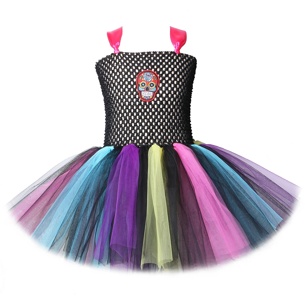 

Toddler Baby Girl Halloween Cosplay Costume for Kids Scary Dresses for Carnival Party Children Tutu Dress Colorful Skull Clothes