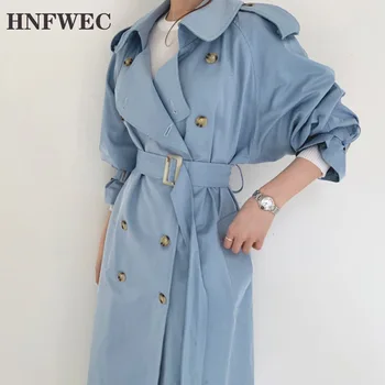 

2019 Windbreaker Woman 2019 Long Thin Section Have A Belt Easy Thin Autumn Chalaza Long Sleeve Loose Coat D519