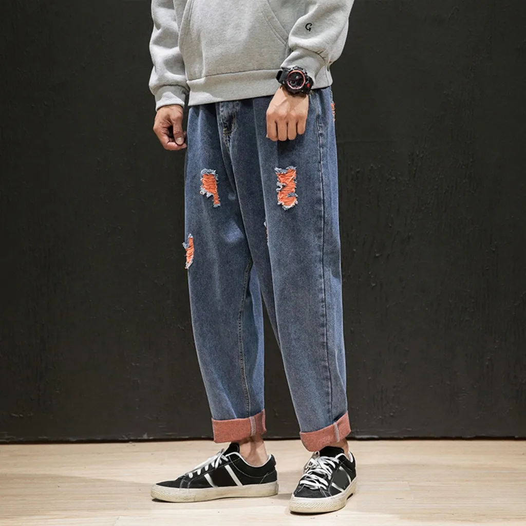 Men's Fashion New Style Large Size Casual Plain Jeans Fashion Comfortable Pants Hip Hop Streetwear loose Vintage trousers pants