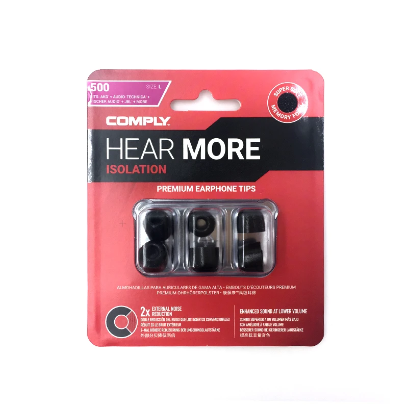 DUNU COMPLY Isolation T-500(S/M/L) супер мягкие пены памяти наушники премиум-класса советы - Цвет: T-500(L) 1card