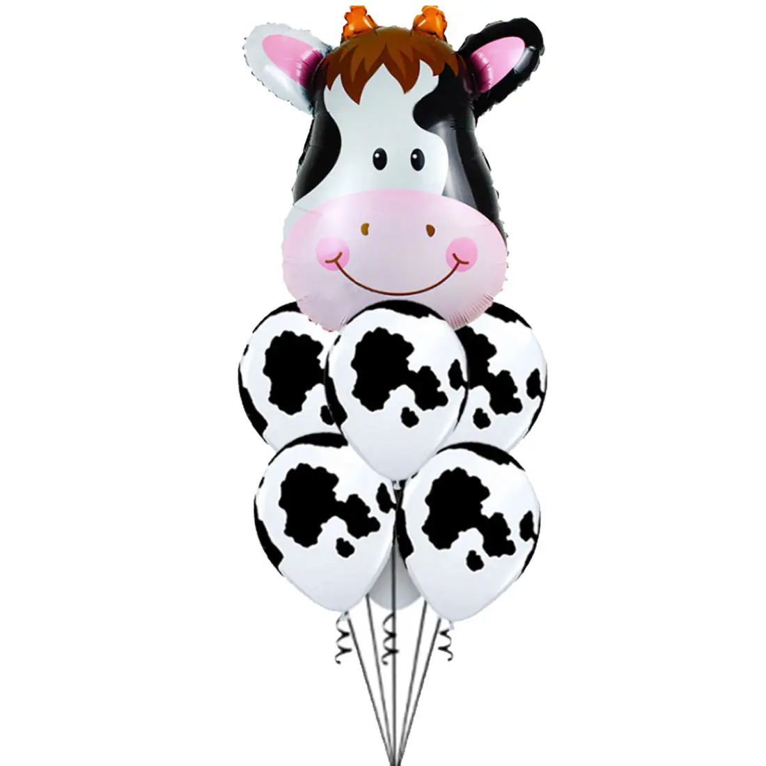 Cow 7 шт./лот воздушный шар в форме животного джунгли вечерние Декор джунгли сафари вечерние украшения на день рождения Дети джунгли декоративные шары - Цвет: Cow