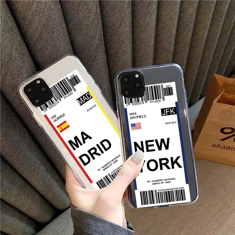INS Light Ticket Airplane Case For iPhone 12 11 13 Pro XS MAX XR X 8 7 plus SE 2020 Clear Boarding Board Soft TPU Back Cover best case for iphone 13 pro max