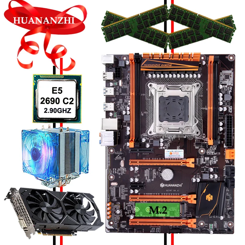 HUANANZHI deluxe X79 игровая материнская плата с M.2 слотом дешевая Материнская плата Процессор Xeon E5 2690 ram 64G видеокарта GTX1050ti 4G HUANANZHI deluxe X79 игровая материнская плата с M.2 слотом дешевая Материнская плата Процессор Xeon E5 2690 ram 64G видеокарта GTX1050ti 4G