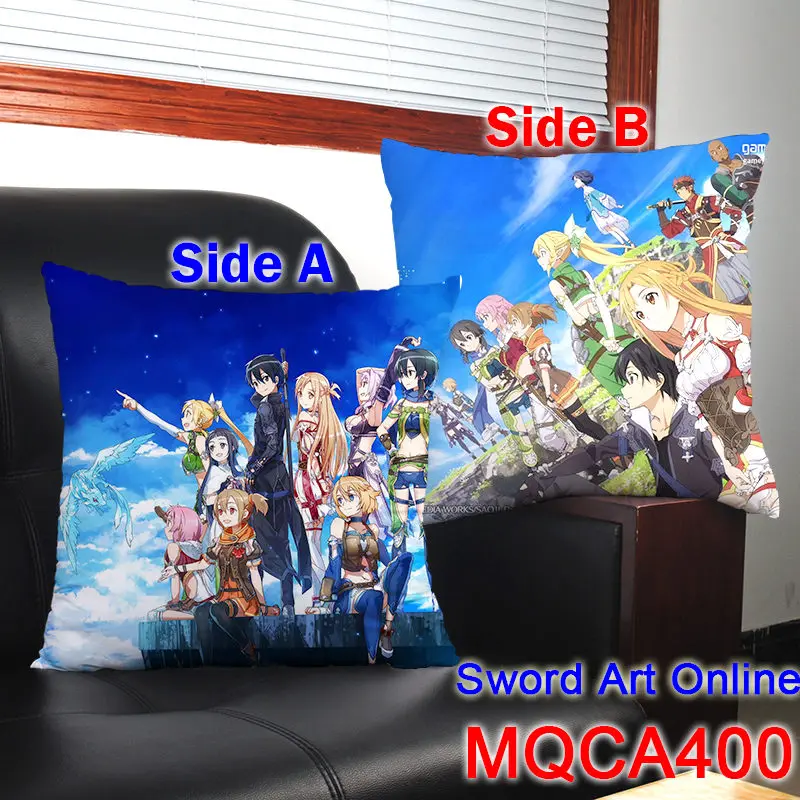 45X45 см аниме меч искусство онлайн наволочка SAO Yuuki Асуна Кирито Dakimakura Чехол 3D двусторонний принт Наволочка декоративная - Цвет: 1